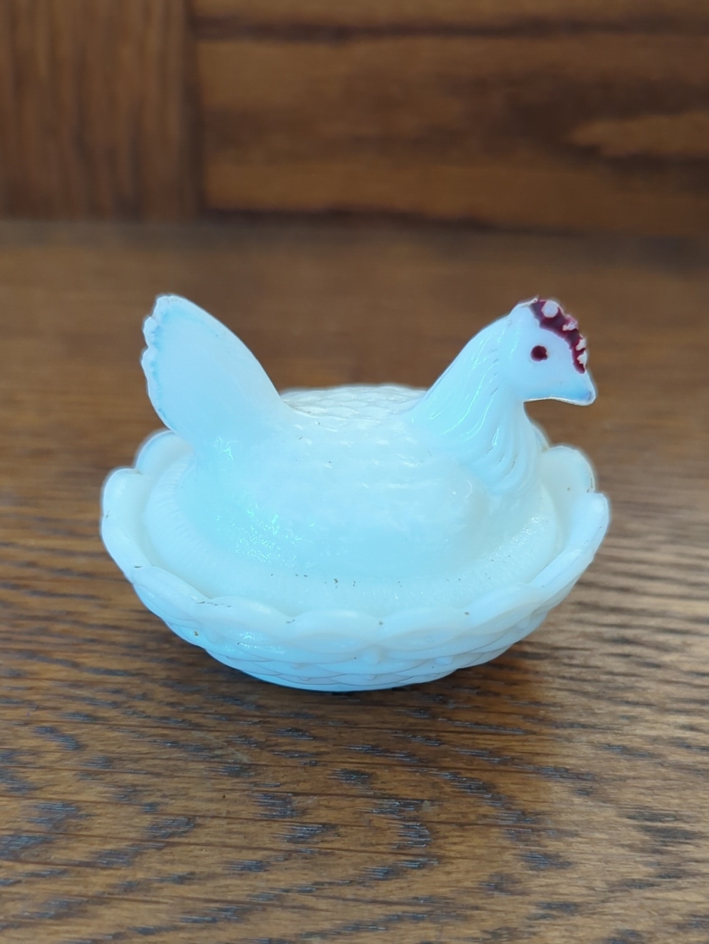 Vintage Milk Glass Mini Hen On Nest